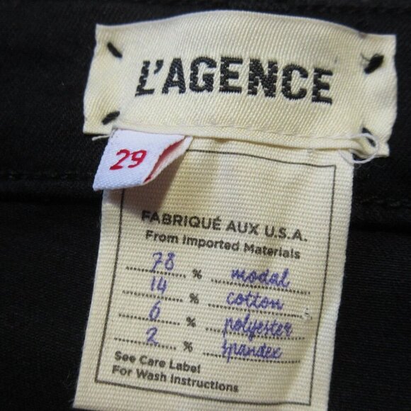 NWT L'Agence Margot in Noir Black Coated High Rise Skinny Stretch Crop Jeans 29 - Picture 3 of 6